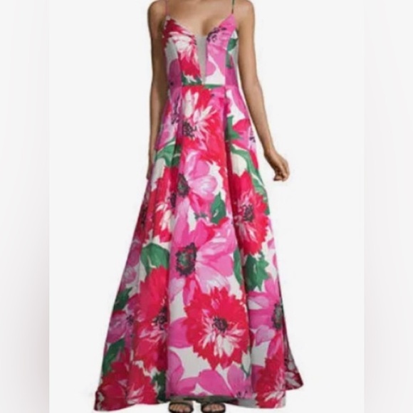 Sz 5 Pink & Green Floral Prom Homecoming Pageant Formal Gown dress W/Pockets NWT - Picture 1 of 4